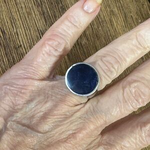 Silver and dark lapis unisex  Ring